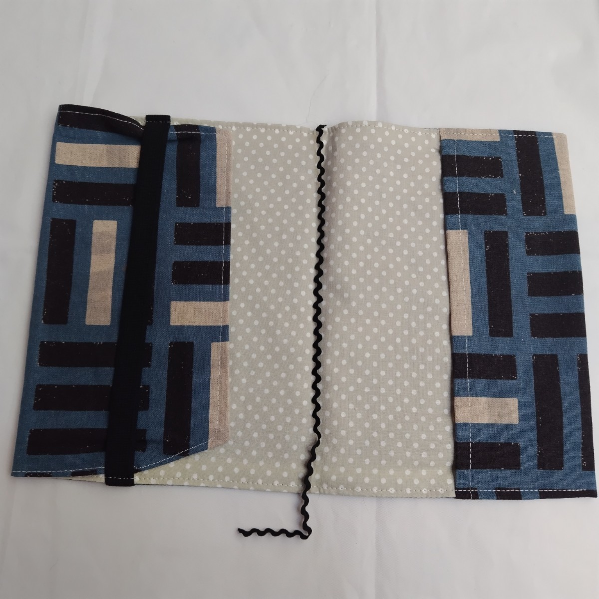 * including carriage *[A5 size ] book cover No.15 stick pattern blue hand made 
