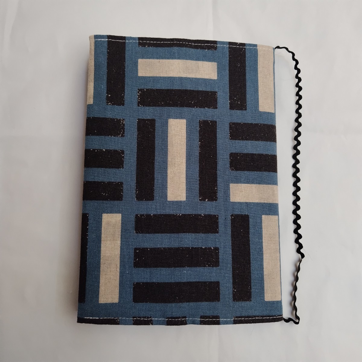 * including carriage *[A5 size ] book cover No.15 stick pattern blue hand made 