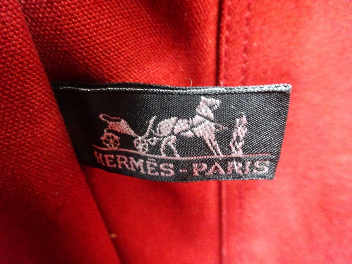 HERMES　エルメス　フールトゥMM トートバッグ　キャンバス　赤　3902_画像10