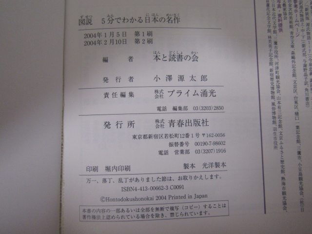 SU-16945 図説 5分でわかる日本の名作 本と読書の会編 青春出版社 本_画像10