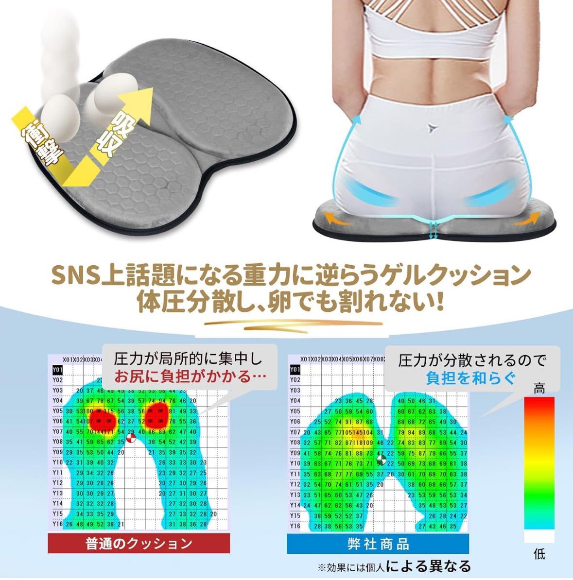 椅子 クッション ゲルクッション 持ち運び 折りたたみ式 【洗濯機で丸洗い可能】 中空設計 ハニカムクッション 腰楽クッション 椅子 クッシ_画像5