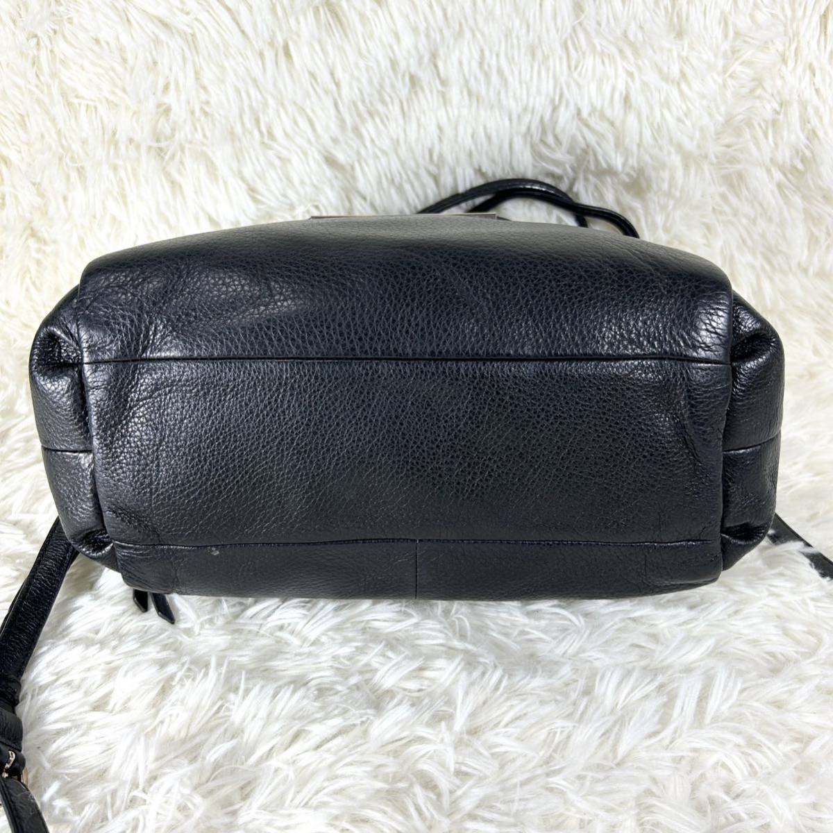 【希少】1円〜 COACH コーチ 30081 レザー ゴールド金具 2WAY ハンドバッグ ショルダー 斜め掛け 肩掛け レデイース ブラック系_画像3