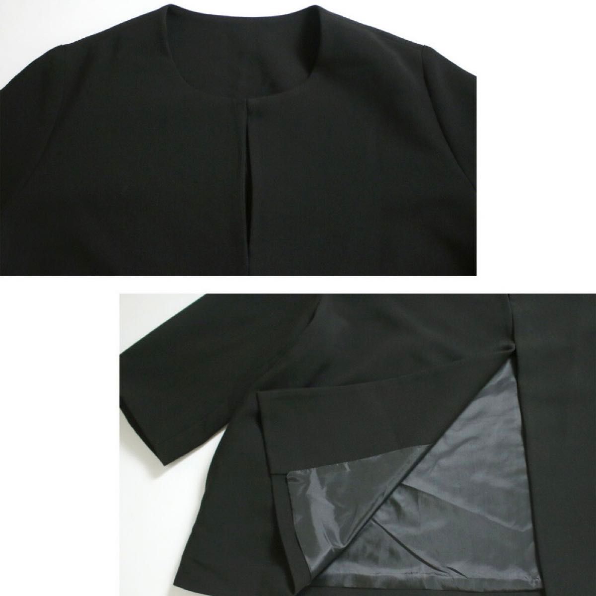 ブラック M ノーカラー ジャケット パンツ スーツ セットアップ  上下セットアップ  テーパード ママ オフィス 通勤 新品