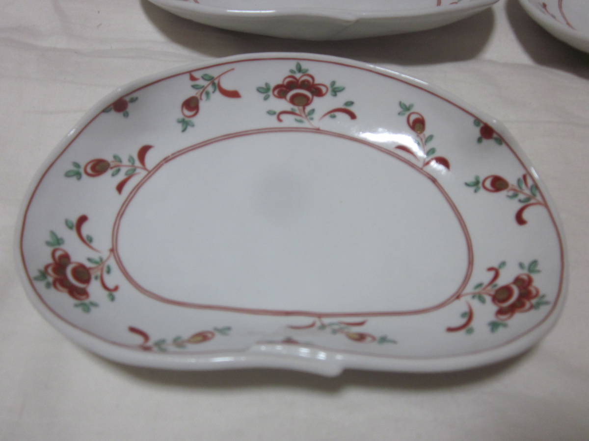 #[..]#[ Tachikichi ]#[ red . flower writing ]#[ peace plate ]#[5 pieces set ]#[ unused tree boxed ]#[ ellipse plate medium-sized dish ]#