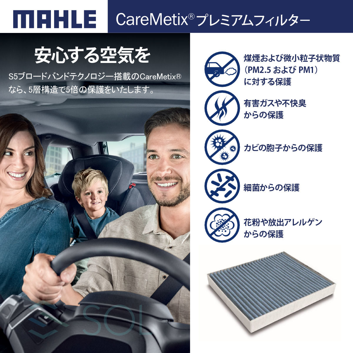 MAHLE ケアメティックス 5層 エアコンフィルター アウディ A3 TT 8L 8N ダスト 花粉 ブロック 抗ウィルス 脱臭 臭わない_画像7