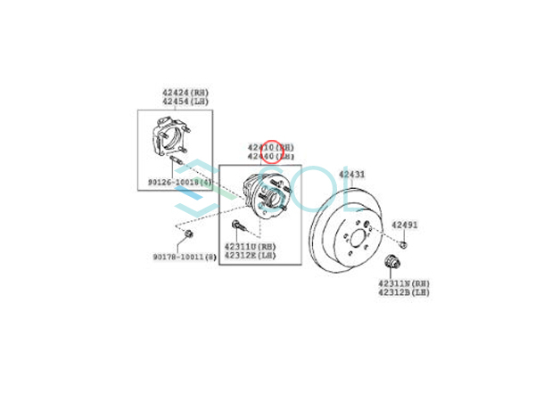 トヨタ ノア ヴォクシー エスクワァイア(ZRR75W ZRR85G) リア ホイールハブベアリング ボルト付 左右セット 42410-44021 42410-44020_画像5