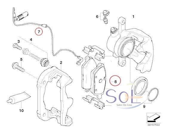 BMW E87 フロント ブレーキパッド左右 + パッドセンサー1本 セット 116i 118i 120i 34116774050 3411677289 34356789439 34356762252_画像2