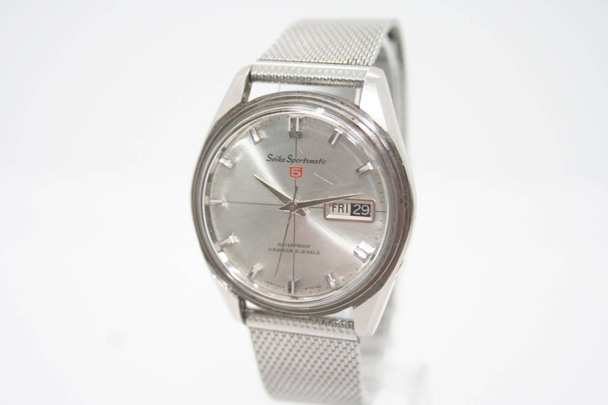 【並品 保障付 動作確認済】Vintage 1965 SEIKO 5 Sportsmatic Day/Date 21J 6619-8100 セイコー ファイブ スポーツマチック メンズ W553