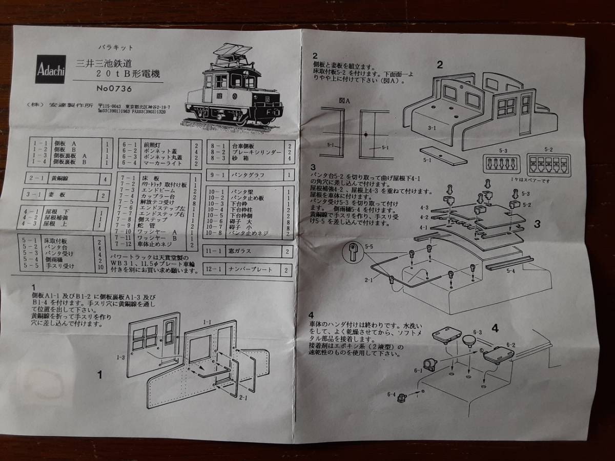 アダチ　安達製作所　三井三池Ｂ20ｔＢ凸　未開封　未着手　ワンオーナー　まずまずの美品_画像3