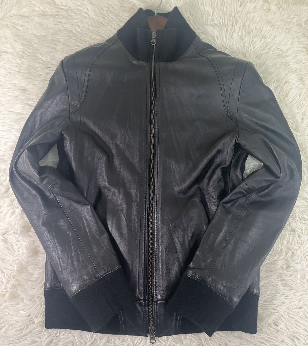  beautiful goods S rank And A And A ram leather single rider's jacket leather jacket blouson sheep leather sheepskin black black 42