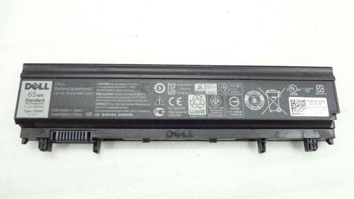 DELL Latitude E5440 デル 純正バッテリー VV0NF 11.1V 65Wh Standard B052R796-9017 0M7T5F 中古動作品（ｗ88）_画像1