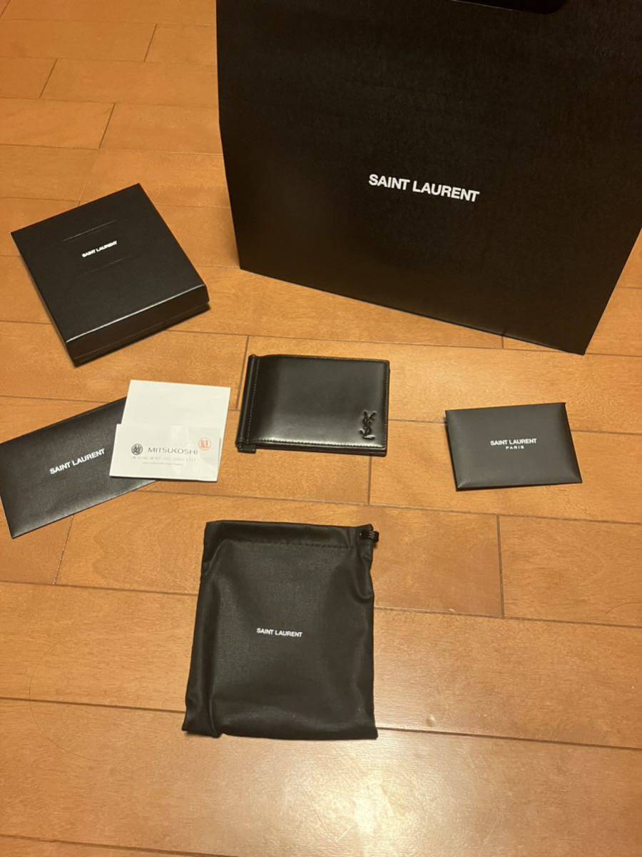 新品未使用　Saint Laurent サンローラン 財布 ウォレット　ブラック 黒　カードケース メンズ　マネークリップ　レザー　ライダース_画像1