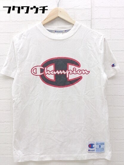 ◇ Champion チャンピオン ロゴ 半袖 プリント Tシャツ カットソー サイズS ホワイト ブラック メンズ_画像1