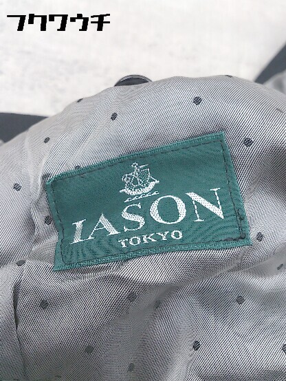 ■ IASON 総裏地 シャドウストライプ シングル パンツ スーツ 上下 ブラック メンズ_画像4