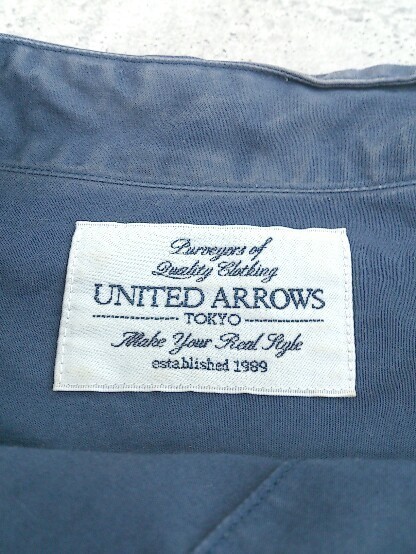 ◇ UNITED ARROWS ユナイテッドアローズ バンドカラー 長袖 シャツ S ネイビー メンズ_画像4