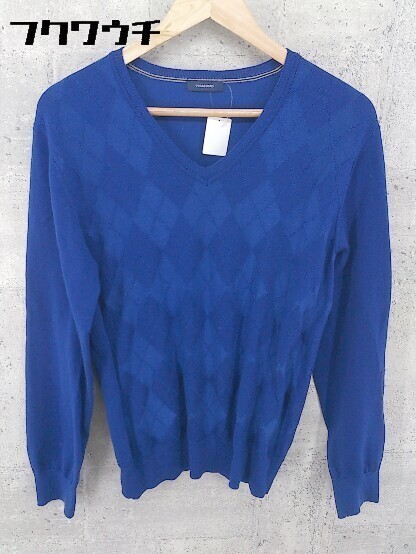 ◇ VISARUNO ビサルノ ウール ニット Vネック 長袖 セーター サイズL ブルー メンズ_画像2