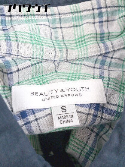 ◇ BEAUTY & YOUTH ビューティアンドユース UNITED ARROWS ボタンダウン BD 半袖 シャツ サイズS ネイビー メンズ_画像4