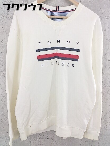 ◇ TOMMY HILFIGER ビッグフラッグ プリント 長袖 スウェット トレーナー オフホワイト系 メンズ_画像2