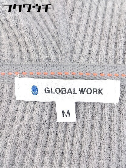 ◇ GLOBAL WORK グローバルワーク ハーフジップ ワッフル プルオーバー パーカー サイズM グレー メンズ_画像4