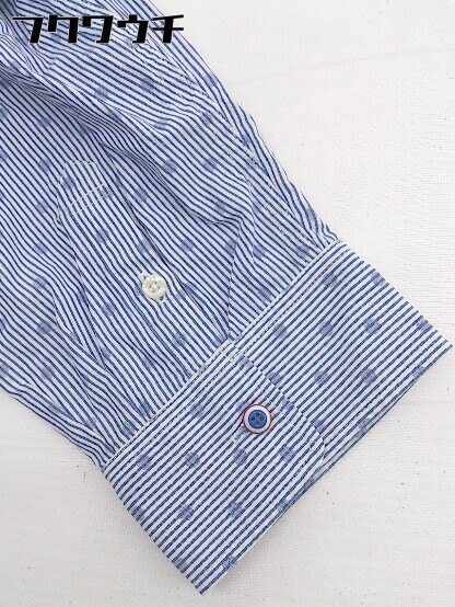 ◇ SILAS サイラス ストライプ　水玉 ドット　ロゴ　刺繍 七分袖 シャツ サイズ1 ネイビー　ホワイト メンズ_画像5