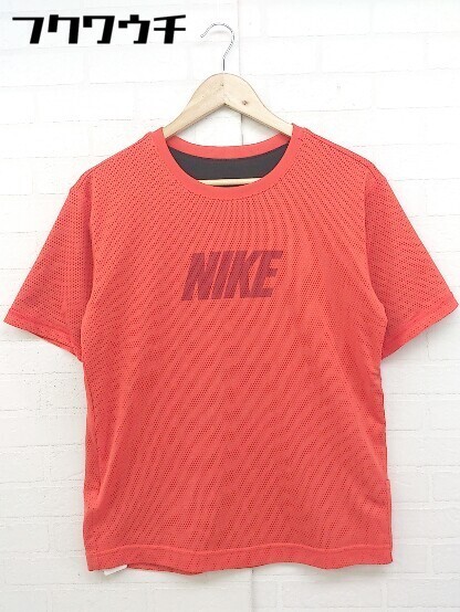 ◇ NIKE ナイキ メッシュ フロントロゴ 半袖 Tシャツ カットソー サイズS レッド メンズ_画像1
