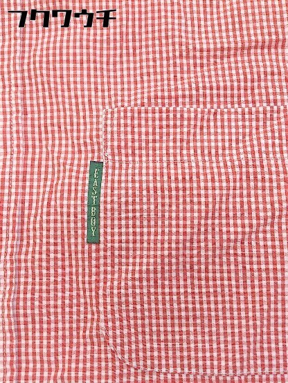 * * EASTBOY East Boy silver chewing gum check button down BD long sleeve shirt size 15 red white men's 