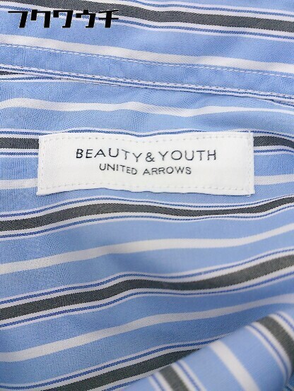 ◇ ◎ BEAUTY & YOUTH UNITED ARROWS ストライプ 長袖 シャツ サイズS ブルー ホワイト ブラウン メンズ_画像4