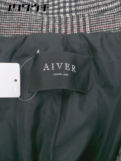 ■ AIVER アイバー グレンチェック 長袖 コート サイズL ブラック系 メンズ_画像4