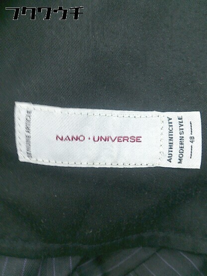 ◇ nano universe ナノユニバース ストライプ スラックス パンツ サイズ46 ブラック メンズ_画像4