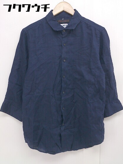 * * SENSE OF PLACE by URBAN RESEARCHlinen100% 7 minute sleeve shirt size M navy men's 