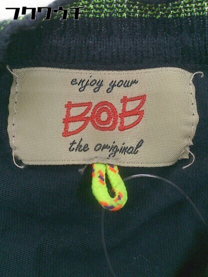 ◇ BOB ボブ イタリア製 コットン ニット 切替 半袖 Tシャツ カットソー サイズS ネイビー メンズ_画像4