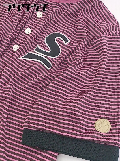 ◇ ◎ SRIXON スリクソン ボーダー ゴルフ 半袖 ポロシャツ サイズM ピンク系 メンズ_画像7