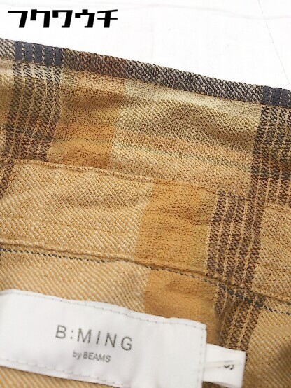 ◇ B:MING by BEAMS ビーミング by ビームス チェック 長袖 シャツ サイズS キャメル メンズ_画像6