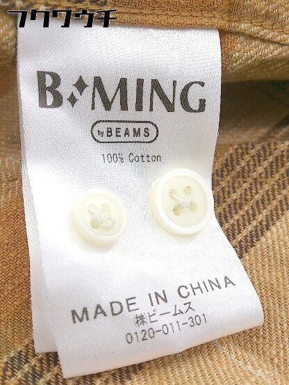 ◇ B:MING by BEAMS ビーミング by ビームス チェック 長袖 シャツ サイズS キャメル メンズ_画像5