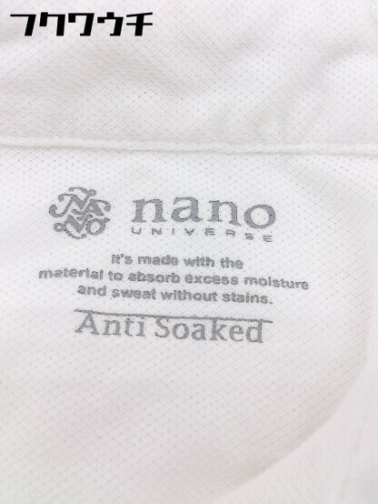 ◇ nano universe ナノユニバース 鹿の子 半袖 ポロシャツ 鹿の子 サイズ M ホワイト メンズの画像4