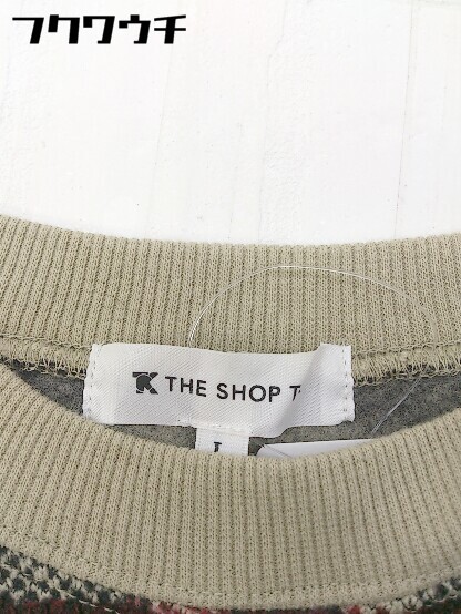 ◇ THE SHOP TK ザショップティーケー チェック 裏起毛 トレーナー サイズL ベージュ系 メンズ_画像4