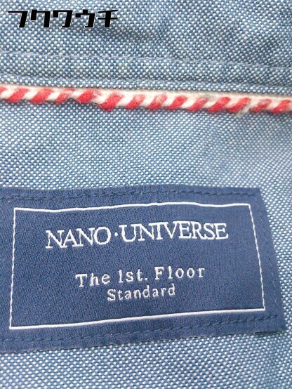 ◇ nano universe ナノ ユニバース ボーダー 長袖 シャツ サイズM ブルー ホワイト メンズ_画像6