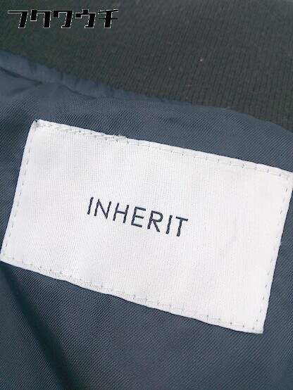 ◇ INHERIT インヘリット 中綿 長袖 ジップアップ ジャケット ブルゾン サイズL ブラック ネイビー系 メンズ_画像6