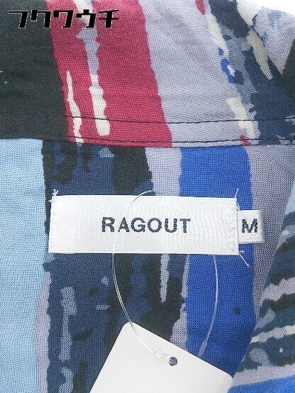 ◇ RAGOUT 総柄 半袖 シャツ サイズM ブルー系 マルチ メンズ_画像4