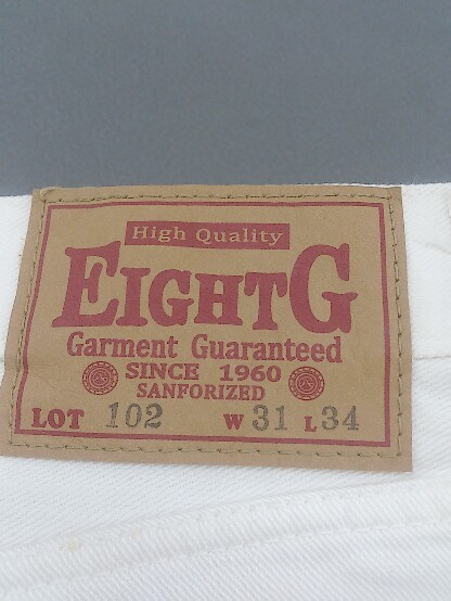 ◇ EIGHT-G エイトジー ストレート ジーンズ デニム パンツ サイズW31 L34 ホワイト系 メンズ_画像4
