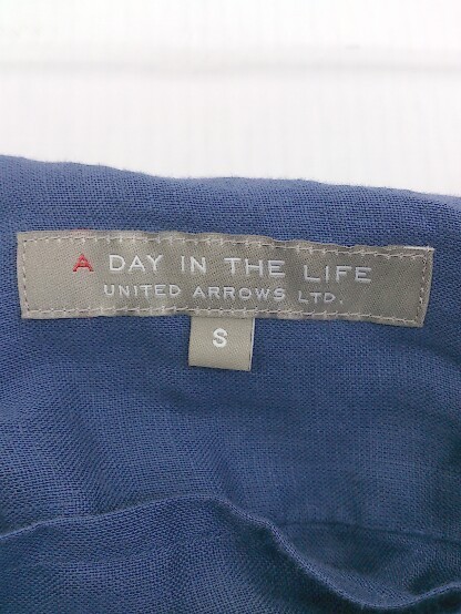 ◇ A day in the life UNITED ARROWS リネン100% 長袖 シャツ サイズS ネイビー メンズ_画像4