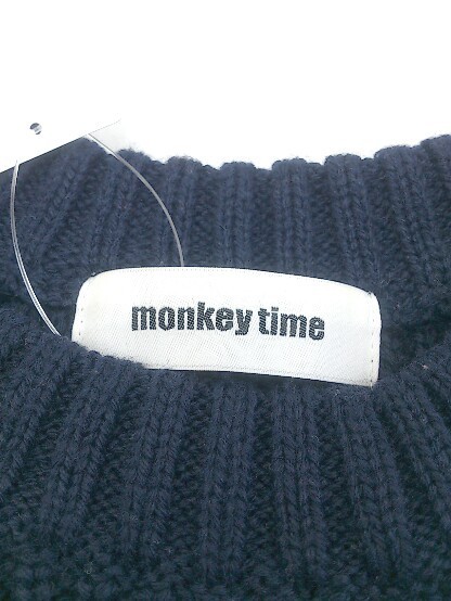 * MONKEY TIME Monkey время UNITED ARROWS длинный рукав вязаный свитер размер S темно-синий мужской 