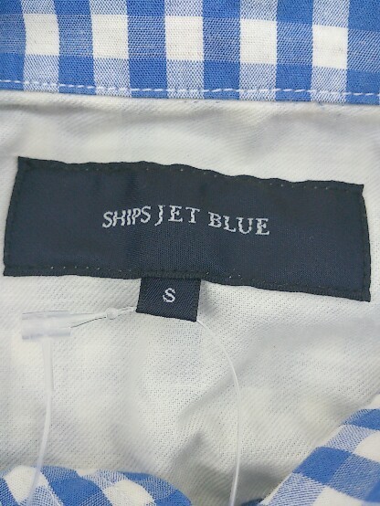 ◇ SHIPS JET BLUE シップスジェットブルー チェック 七分袖 シャツ サイズS ホワイト ブルー メンズ_画像4