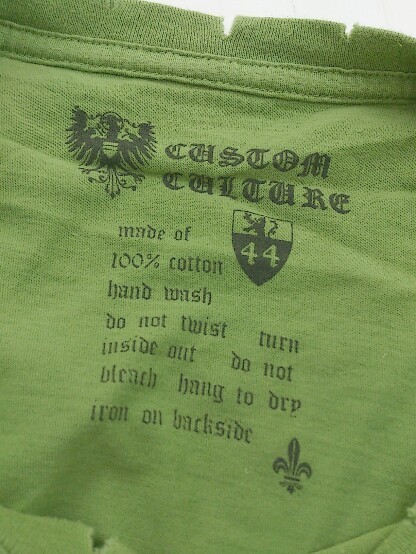 ◇ CUSTOM CULTURE カスタムカルチャー 半袖 Tシャツ カットソー サイズ44 グリーン系 メンズ_画像4