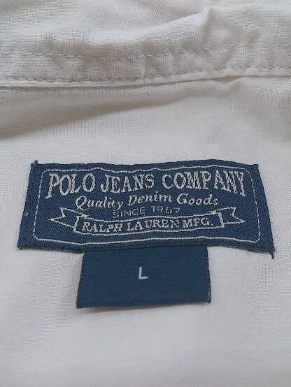 ◇ POLO JEANSCO RALPH LAUREN スナップボタン 半袖 シャツ サイズM ホワイトベージュ メンズの画像4