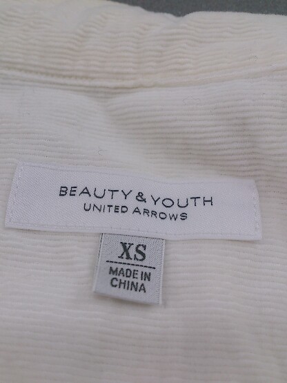 * BEAUTY&YOUTH UNITED ARROWS stand-up collar corduroy long sleeve shirt size XS ivory men's 