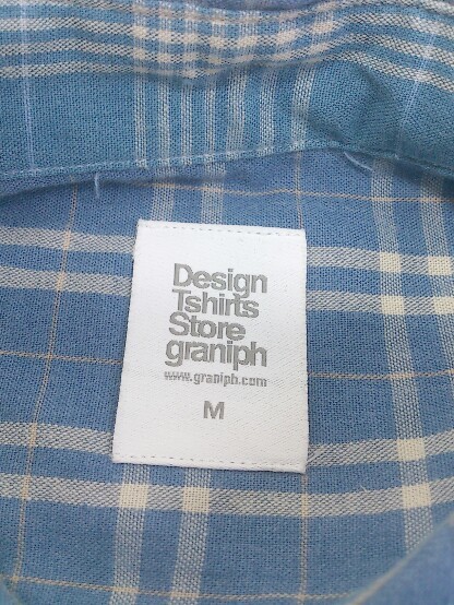 ◇ Design Tshirts Store graniph チェック 半袖 Tシャツ カットソー サイズM ブルー系 メンズ_画像4