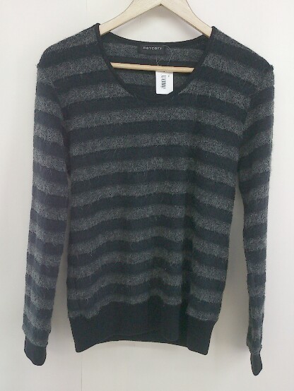 * BOYCOTT Boycott border long sleeve knitted sweater size 2 black gray series men's 