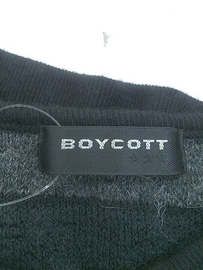 * BOYCOTT Boycott border long sleeve knitted sweater size 2 black gray series men's 