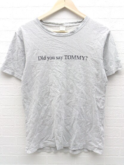 ◇ TOMMY プリント 半袖 Tシャツ カットソー M グレー メンズ_画像2